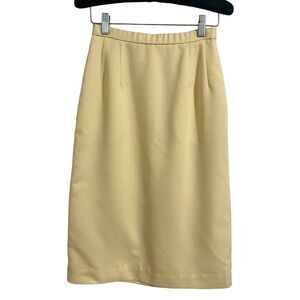 Pendleton Light Yellow Pencil Skirt Career Wear Vintage Style Size Petite 2 XS